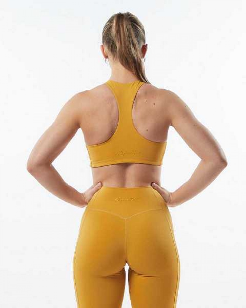 Yellow Women's Alphalete Pulse Surge Sports Bra | UAE-412659