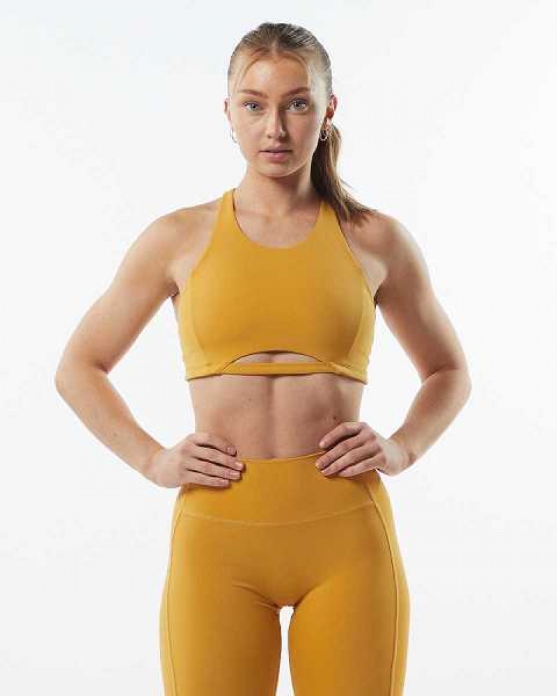 Yellow Women\'s Alphalete Pulse Surge Sports Bra | UAE-412659